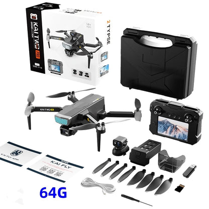 Professional 3-axis PTZ KAITWO PRO Drone 8K 5G with Screen Control 360° Laser Obstacle Avoidance Brushless Quadcopter GPS RC UAV