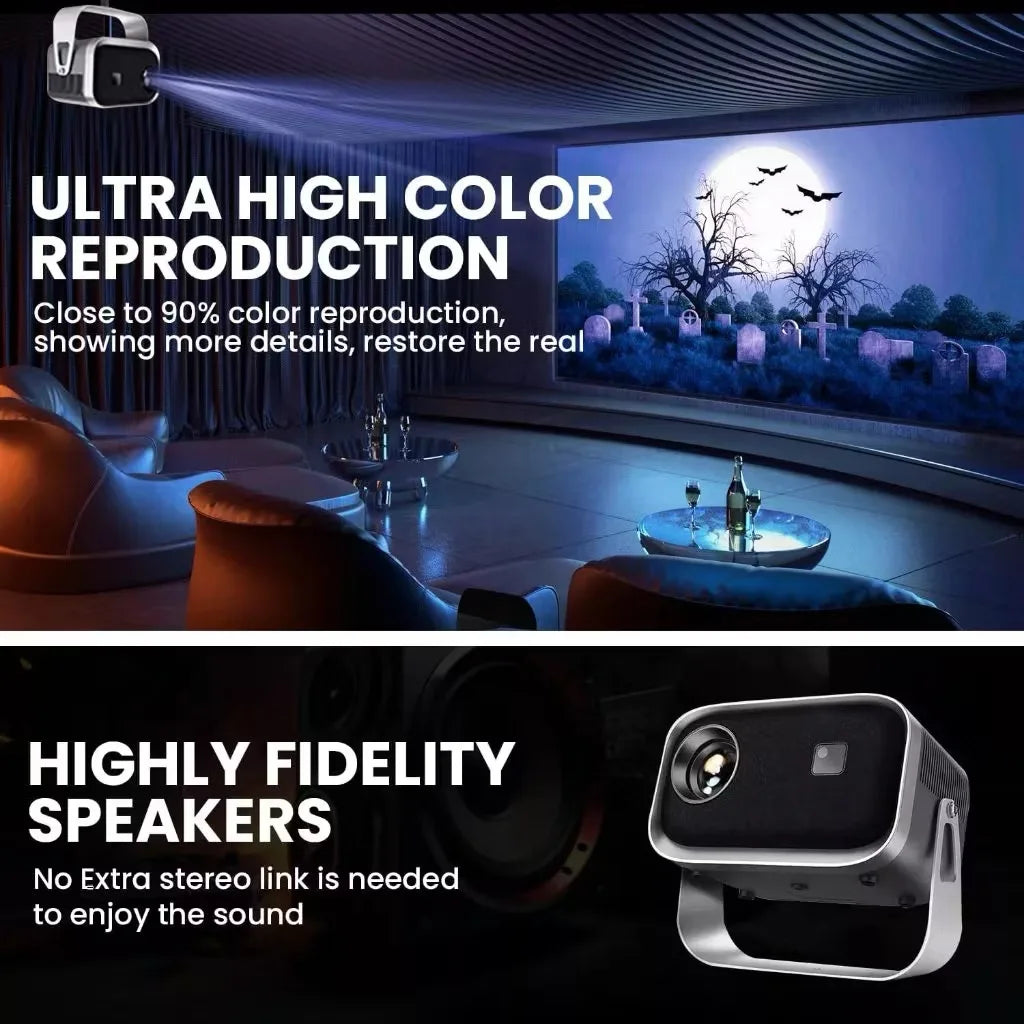 Projector 4K Android11.0 380 ANSI Native 1080P Wifi6 BT5.0  Home Cinema Outdoor Portable Projector