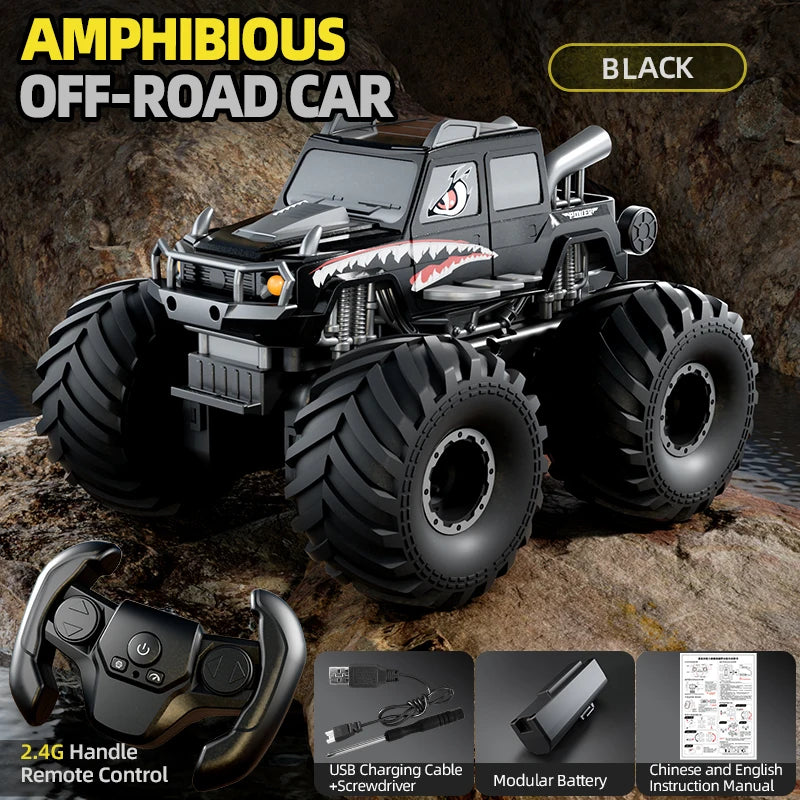 KBDFA Q215 Amphibious RC Car 2.4G 4WD Remote Control Truck Climbing Off Road Waterproof Armored Vehicles Kid Toys Gift