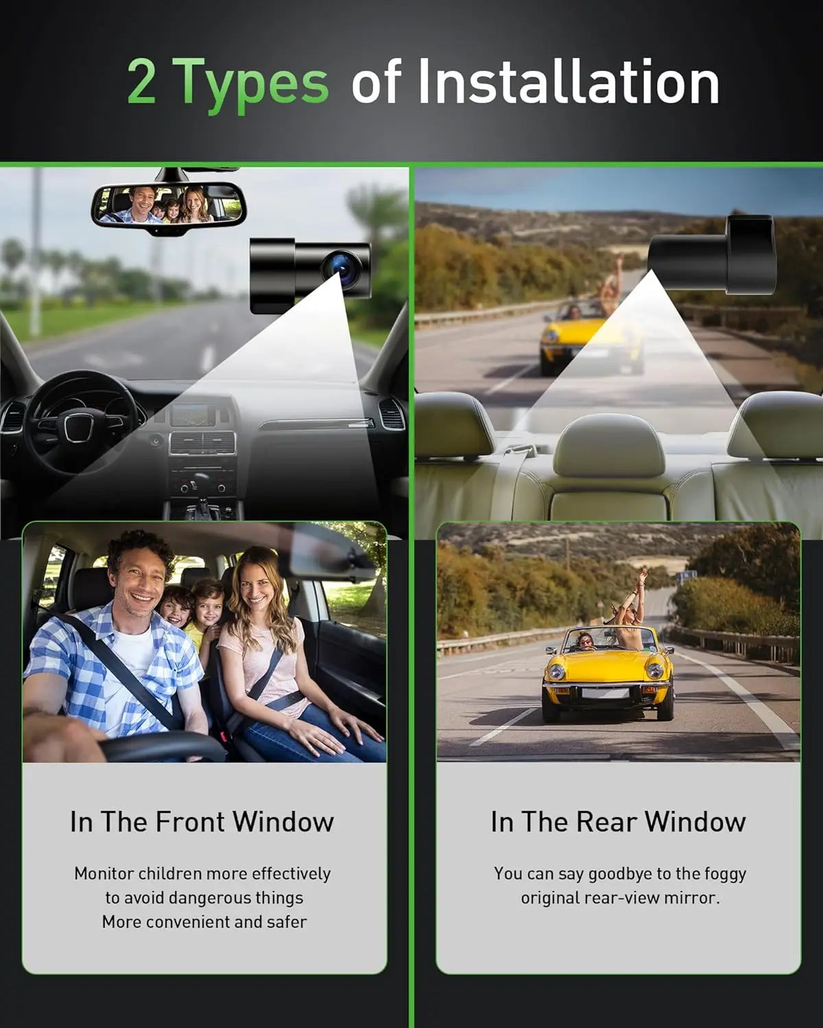 Dash Cam for Cars Car Camera Dash Cam 4K WIFI Camera for Car Front and Rear Dash Camera Wifi Dashcam Vehicle Black Box