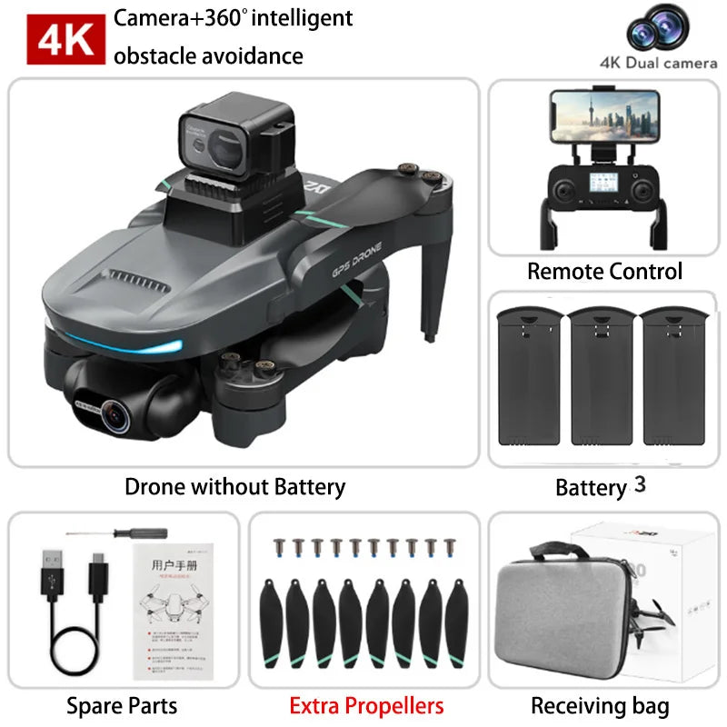 Drone GPS 8K L200 PRO MAX Professional 2-Axis PTZ HD Dual Camera 5G WIFI FPV 360° Laser Obstacle Avoidance Brushless Motor Dron