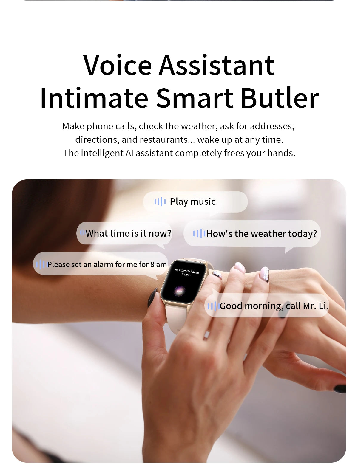 Fashion Smart Watch Men Women 1.85” HD Screen Custom Watch Face Health Monitor Women’s Watch Bluetooth Call Sports Smartwatches