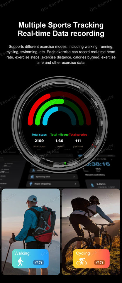 Smart Ring Men Women LED Display Screen Heart Rate Health Monitor Waterproof  Sport Modes rings Scroll through tiktok