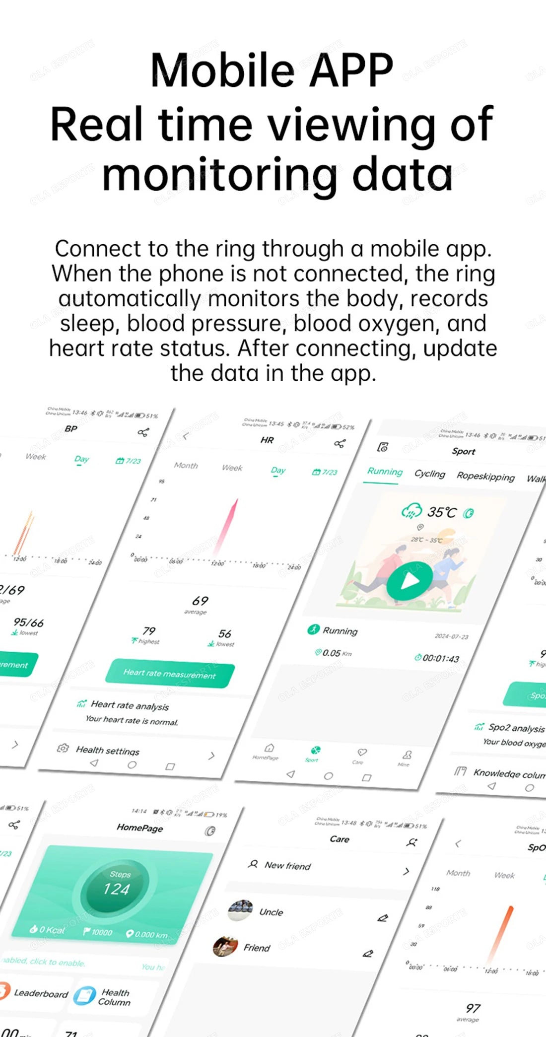Smart Rings Steps Heart Rate Blood Oxygen Saturation Sleep Distance Calories IP68 Smart Ring Waterproof Multi-sport Mode Tracker