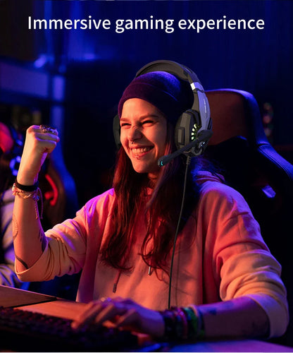 Gaming Headpset Headphone 3.5mm Wired Gaming Headset Earphones Noise Cancelling Stereo Sound With Mic For PC PS4 PS5 Xbox Bass