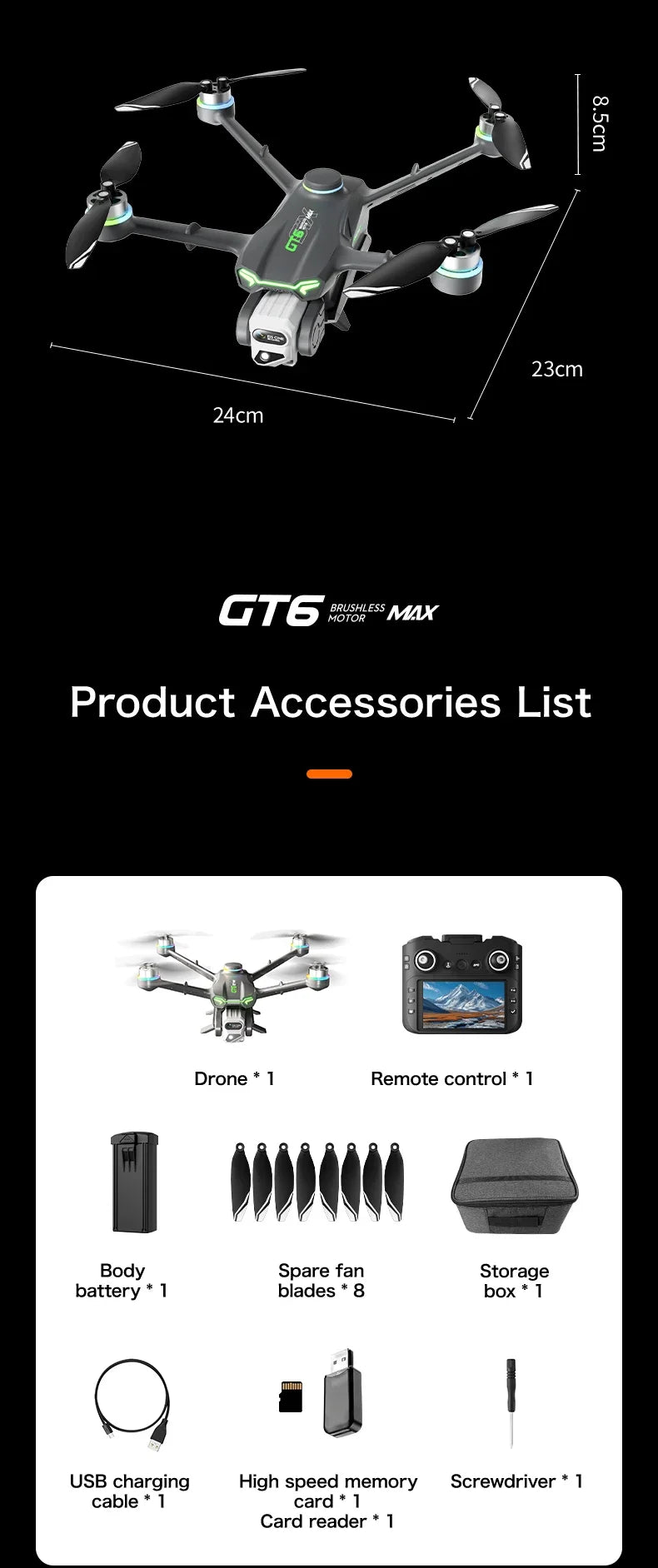 GT6 Professional Drone Long Range Flight Battery Quadcopter 4K HD Wifi Dron Aerial Photography Obstacle Avoidance Aircraft