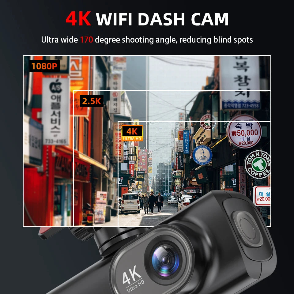 Dash Cam 4K WIFi GPS Front and Rear Night Vision Video Recorder HD 1080P Camera Auto System for car  Bicycles motorcycl summer