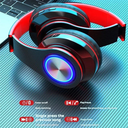 Headsets Gamer Headphones Blutooth Surround Sound Stereo Wireless Earphone USB With MicroPhone Colourful Light PC Laptop Headset