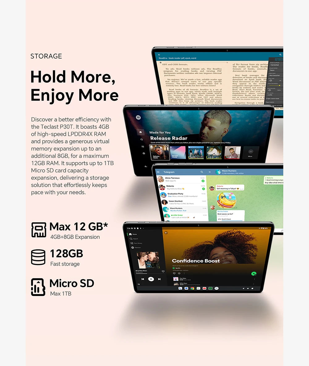 Teclast P30T Android 14 Tablet, 10.1 Inch 1280X800, 10Gb Ram (4Gb+6Gb Expansion), 128Gb Rom(Support Tf 1Tb)