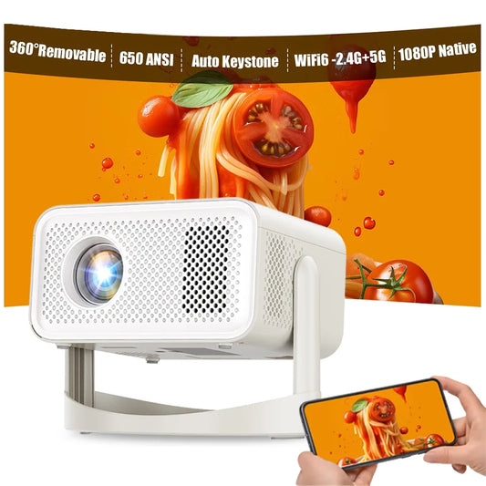 2025 Hot Projector 650 ANSI Android 13 Portable 4K Native Wifi 6 Bluetooth 5.2 1080P Auto Keystone Correction Home Projectors