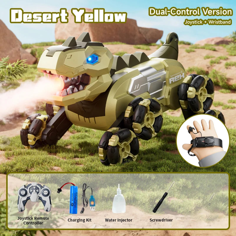 Y12 New Remote Control Dinosaur Stunt Car RC Drift Car Spray Mist Articulated Arms Transforming 8WD Off-Road Vehicle Toy for Kid
