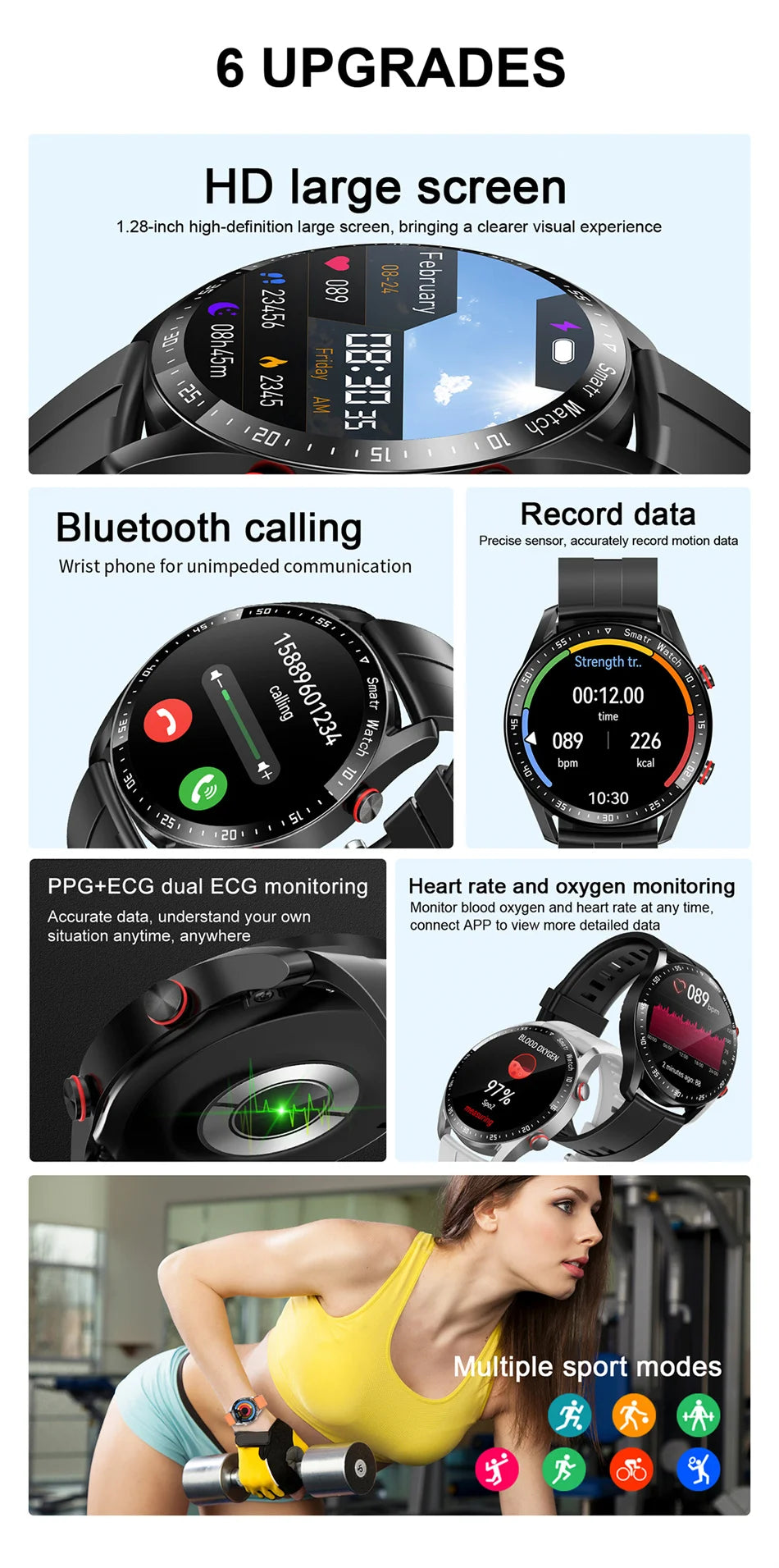 ECG+PPG GPS Smartwatch Men 100+ Sports Mode Health Monitoring 1.53 Inch HD Bluetooth Call Smart Watch For Xiaomi Android IOS