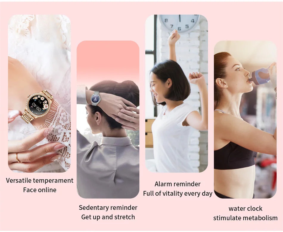 2005 New Fashion Ladies Bluetooth Call Smart Watch AMOLED HD Screen Health Monitoring Sports Diamond Smartwatch IOS Android