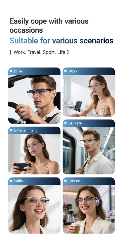 GT-33 smart glasses anti-blue light glassesTranslation Sunglasses Voice Remote Control Music Eyewear Waterproof Eyeglasses