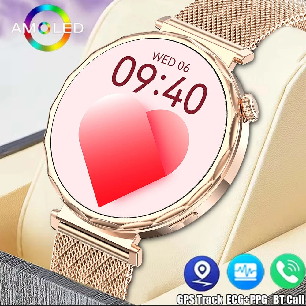 2025 New Fashion Bluetooth Call Smart Watch Women AMOLED HD Screen Health Monitoring 100+ Sports Mode Smartwatches IOS