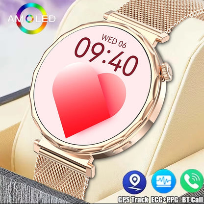2025 New Fashion Bluetooth Call Smart Watch Women AMOLED HD Screen Health Monitoring 100+ Sports Mode Smartwatches IOS
