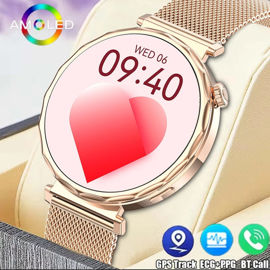2025 New Fashion Bluetooth Call Smart Watch Women AMOLED HD Screen Health Monitoring 100+ Sports Mode Smartwatches IOS