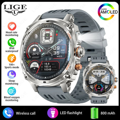 LIGE NEW Smart Watch Men 800mAh Large Battery Bluetooth Call IP67 Waterproof Smartwatch 100+Sport Health Monitor Smartwatches