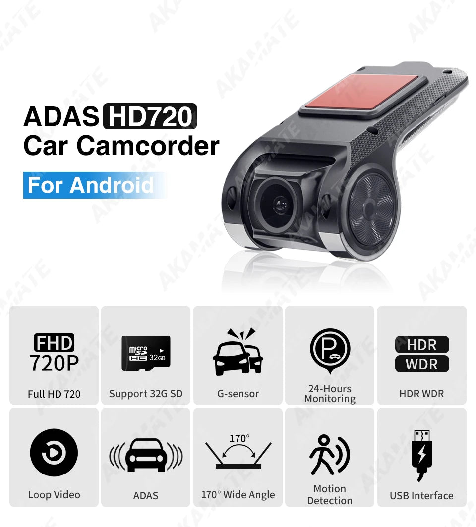 Dash Cam ADAS Car Electronic Dog USB AR Dash Cam Full HD 720P For Android Car Radio Camera Recorder DVR Dashcam Camcorder