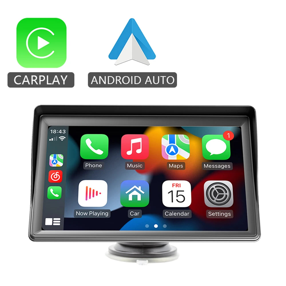 HIPPBQCC CarPlay Android Auto Car Radio Multimedia Video Player 7inch Portable Touch Screen With USB AUX For Rear View Camera