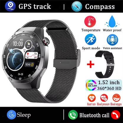 New GT5 Pro Sport Smart Watch Men HD AMOLED Screen GPS Motion Trajectory Heart Rate Bluetooth Call 1.52" NFC SmartWatch IP68+box