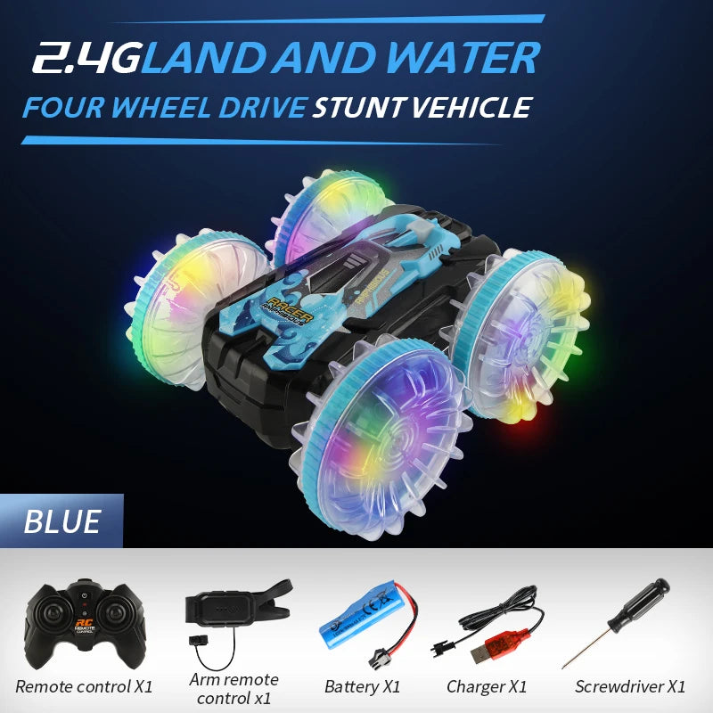 New RC Stunt Amphibious Stunt Off-road Electric Remote Control Vehicle Double-sided Tumbling Car Children's Lighting Toys Gifts