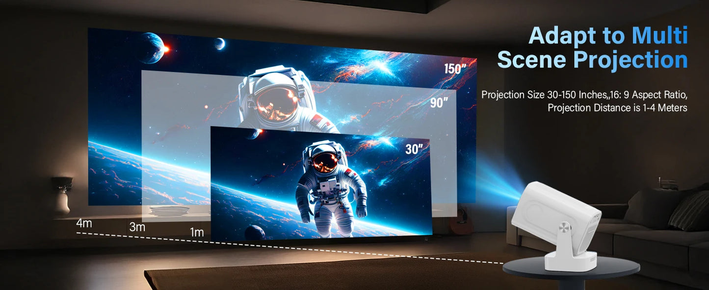 Mini Projector 4K Native HD 1080P Wifi6 Cinema Portable Projetor Built-in APP & Android System suitable for Home/Outdoor/Office