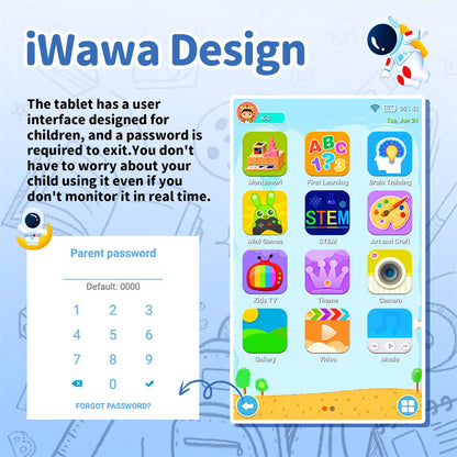 7 Inch Cartoon Pattern Kids Tablet 4+128GB 5G WiFi Learning Education Android 14.0 Tablets with Parent Control Children's Gifts