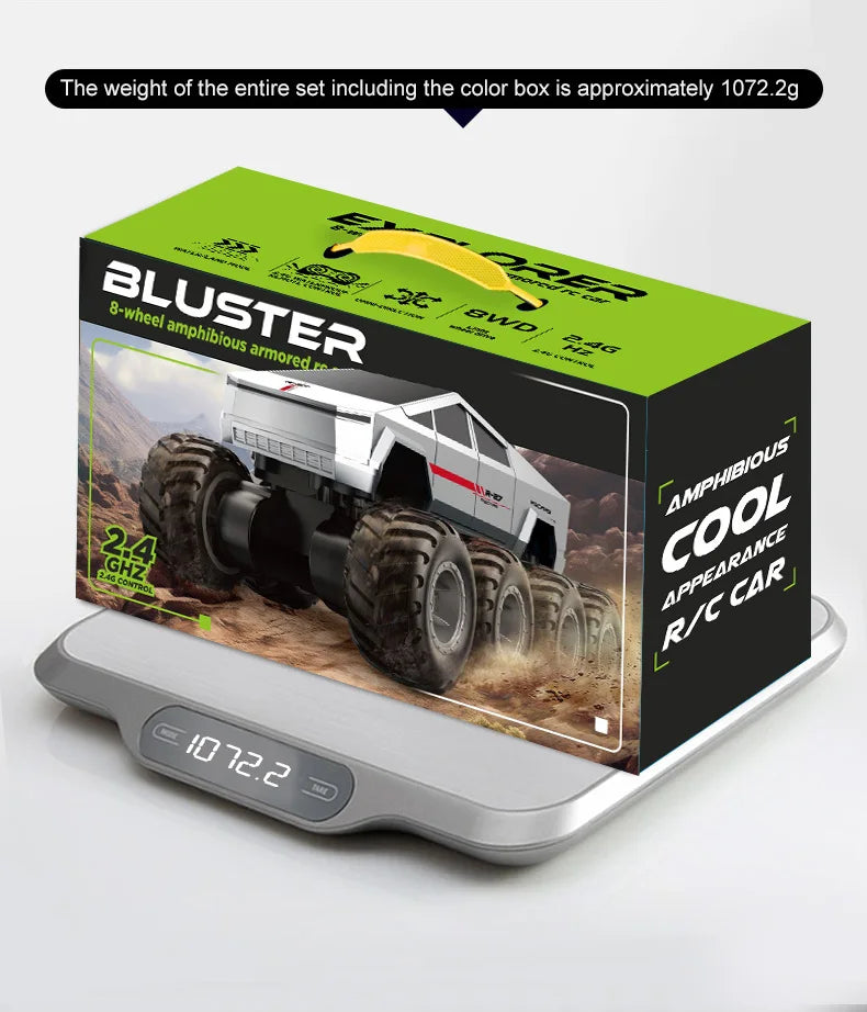JHD For JJRC Q218 2.4g Amphibious Rc Remote Control Car Eight Wheel Stunt Car Amphibious All Terrain Four-Wheel Drive Climbing