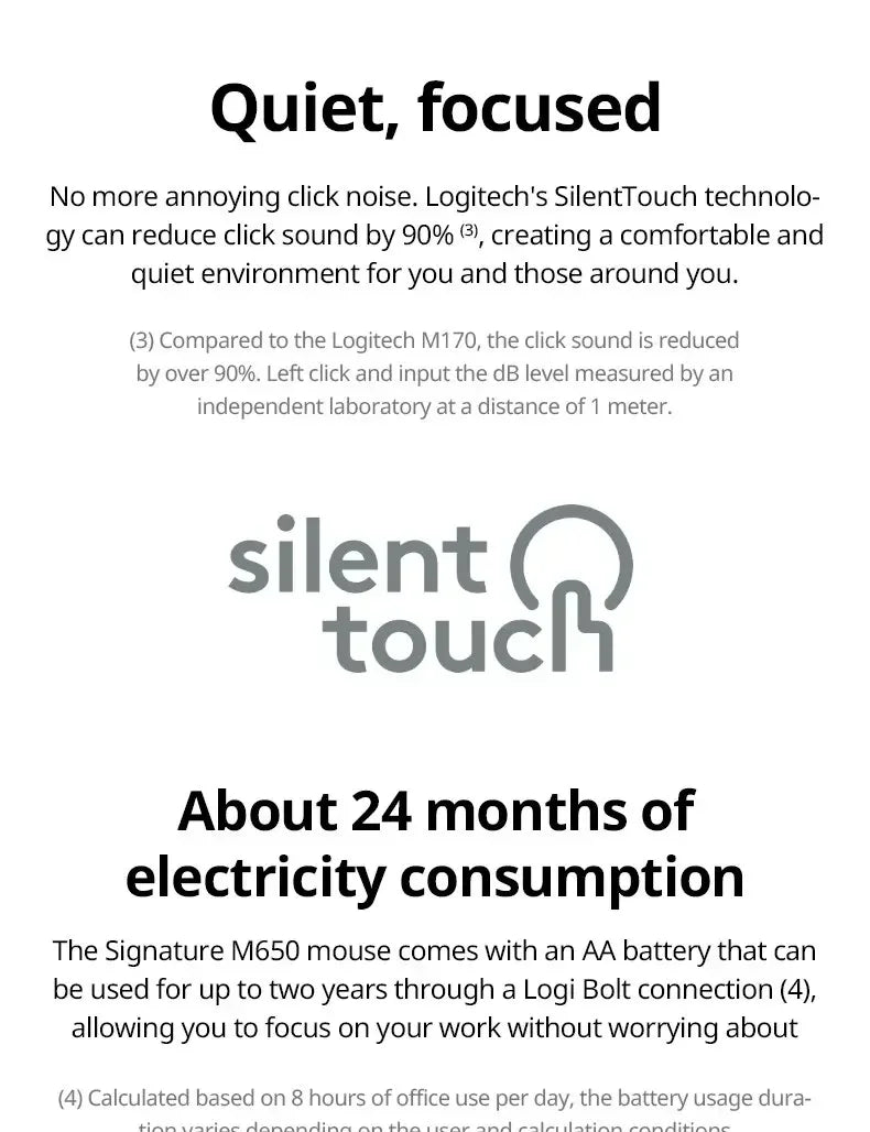 Wireless Logitech M650/650L - Large Size, 24-Month Battery, Ideal for Office Work & Home Use