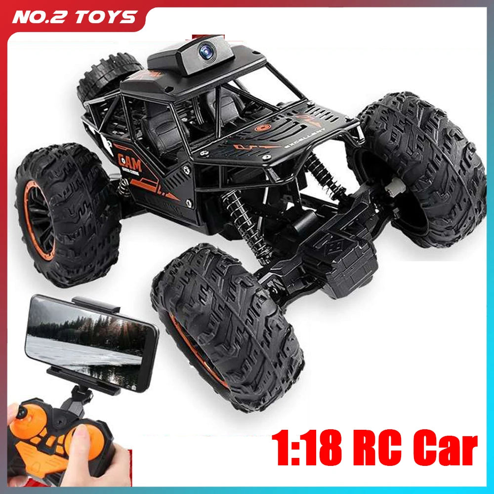 1:18 RC Car APP Controlled Remote Control Car Off Road Truck 4WD with HD Camera Rock RC Crawler Trator Toys Child Gifts