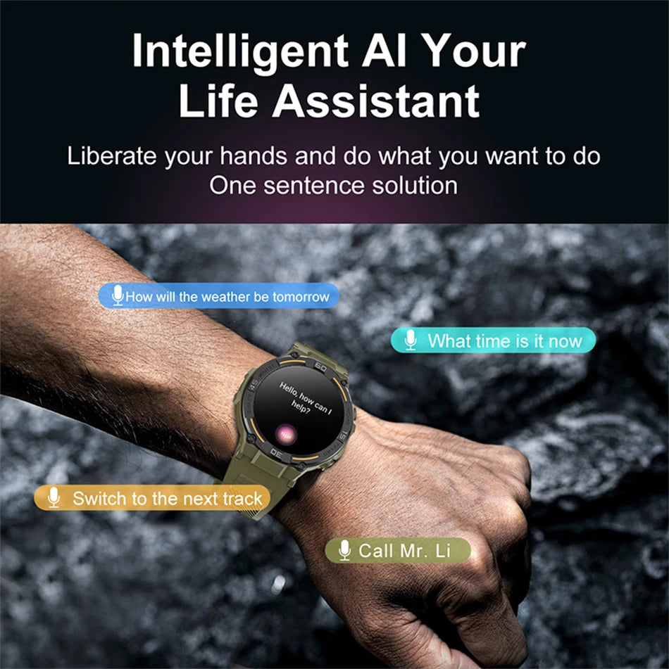 Outdoor Smart Watch with Flashlight Male Sports Fitness Waterproof Watch 24 Hours Heart Rate Monitor Bluetooth Call Smartwatch