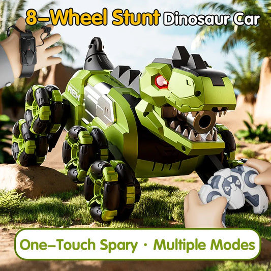 Y12 New Remote Control Dinosaur Stunt Car RC Drift Car Spray Mist Articulated Arms Transforming 8WD Off-Road Vehicle Toy for Kid