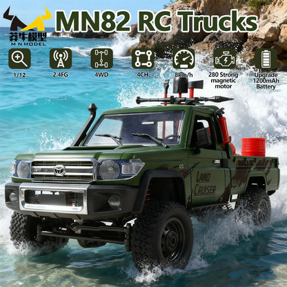 MN MODEL RC 1:12 4x4 Jungle Diving Car Climbing Off-road Wading Vehicle Rock Crawler Shovel Tool Box Truck Toy for Adult Gift