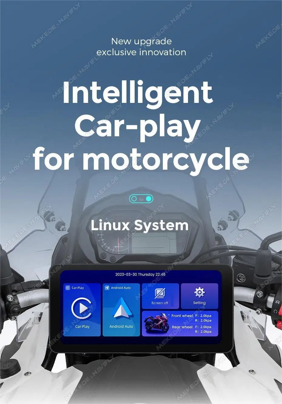 NEW 6.3inch Portable Screen Motorcycle Wireless Car-play Android Auto Smart Player GPS Navigation IPX7 TPMS IPS 1560*720 Dual BT