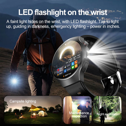 2025 New Outdoor Sports Smart Watch Men Riding Running Fitness IP68 Waterproof LED Lights Bluetooth Call Smartwatches