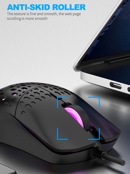 Wireless gaming mouse, dazzling colorful light effect, variable DPI, fashionable honeycomb perforated mouse