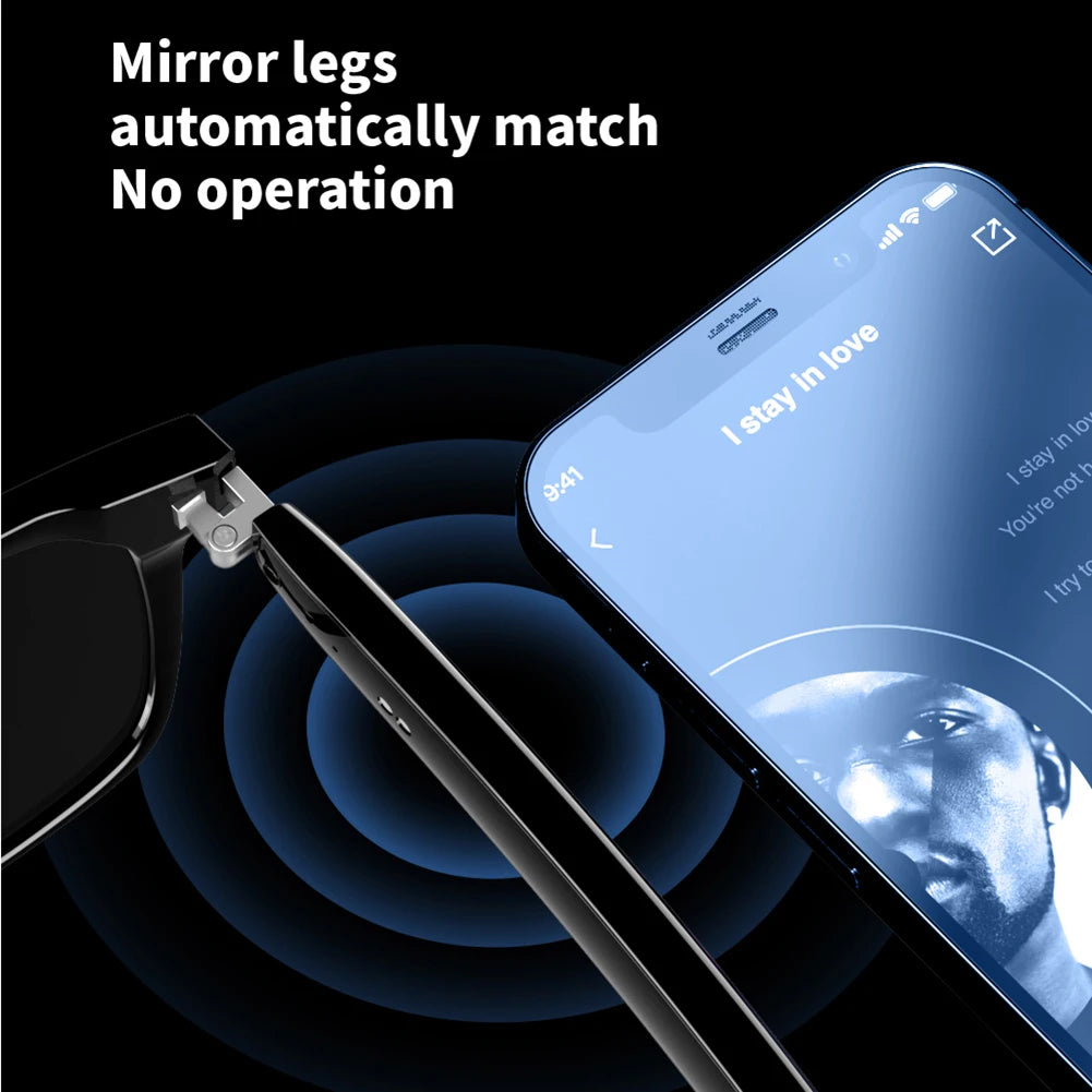 Smart Glasses with Touch Control and Bluetooth Connection Ideal for Listening to Wireless Earbuds and Using Smartwatch Features