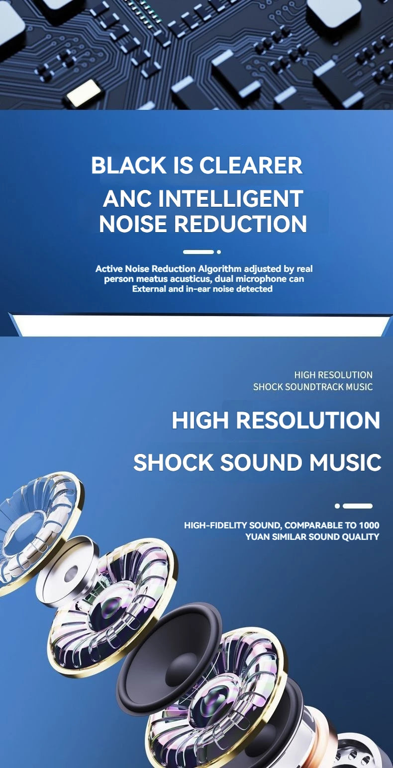 Ear Hook Wireless Sport Headphones 50H Open-Ear Bluetooth Earphones with LED Display Noise Reduction for Running Cycling