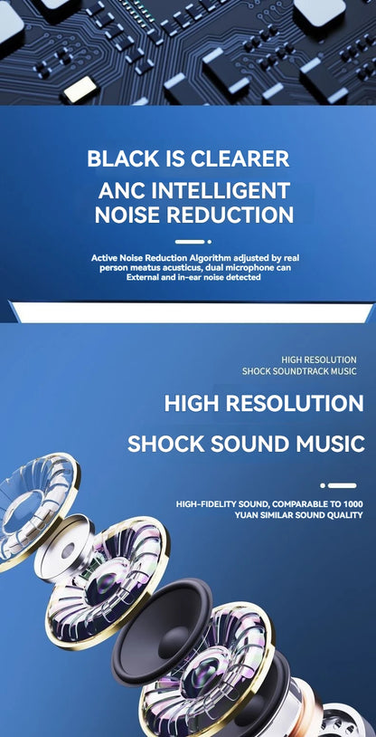 Ear Hook Wireless Sport Headphones 50H Open-Ear Bluetooth Earphones with LED Display Noise Reduction for Running Cycling