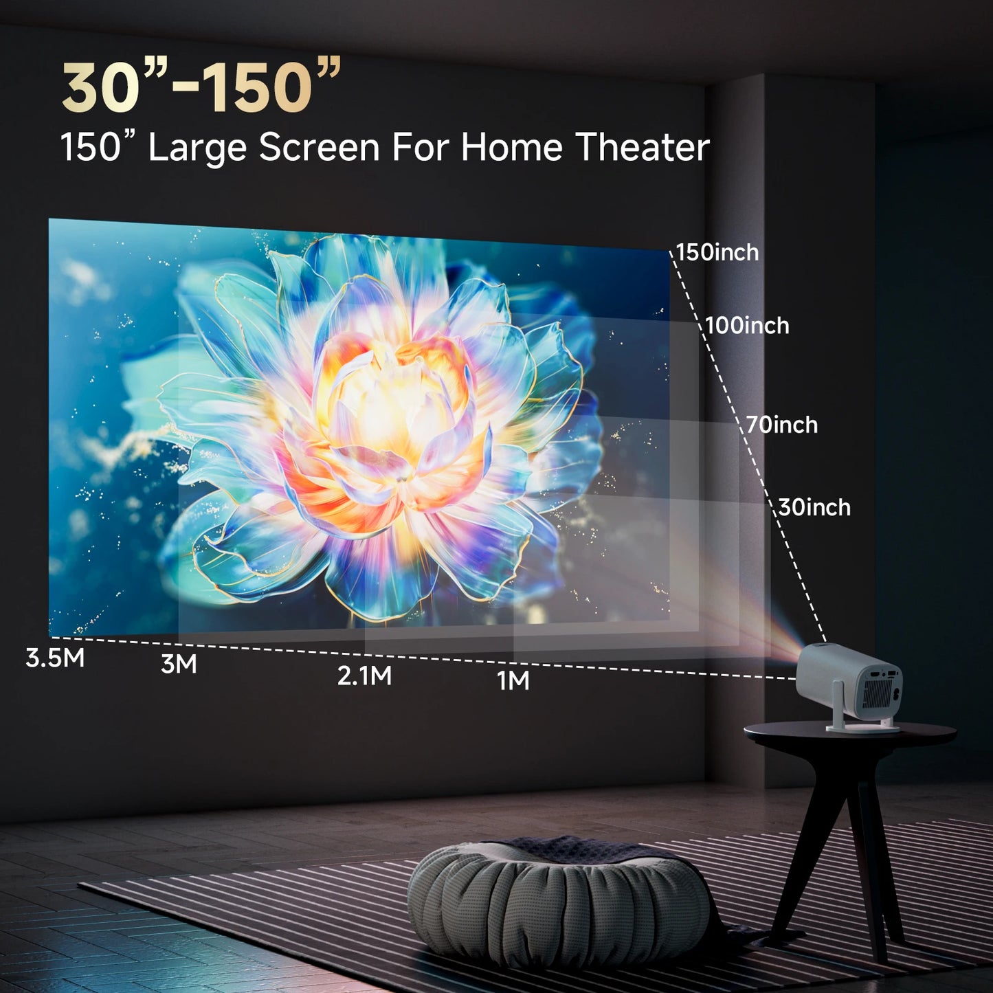 P30pro Newly Native 720P Android 4K 1280*720 Projector 160ANSI Wifi Cinema Outdoor Portable 180 ° Rotable hy300 Projector
