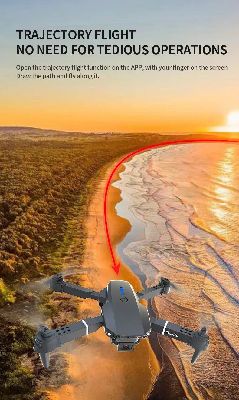 Professional E88 PRO Drone with screen 8K HD Camera WiFi FPV Foldable RC Quadcopter Helicopter Toy for Kids Adults Outdoor Gifts