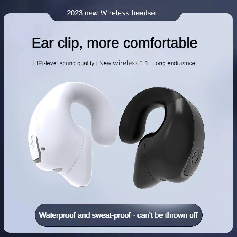 Ear clip earphones, Bluetooth wireless earphones, comfortable to wear for sports, office, leisure, and long battery life