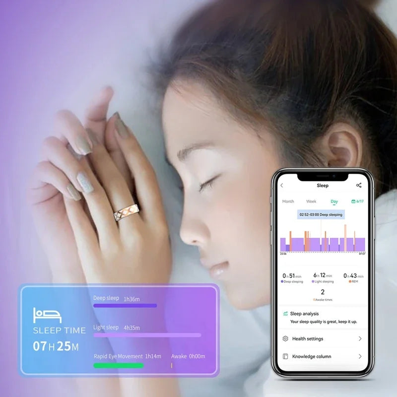 Smart Ring with Charging Box for Heart Rate Blood Oxygen Sleep Monitoring Multi Sport Tacking Modes IP68 Waterproof Smart Rings