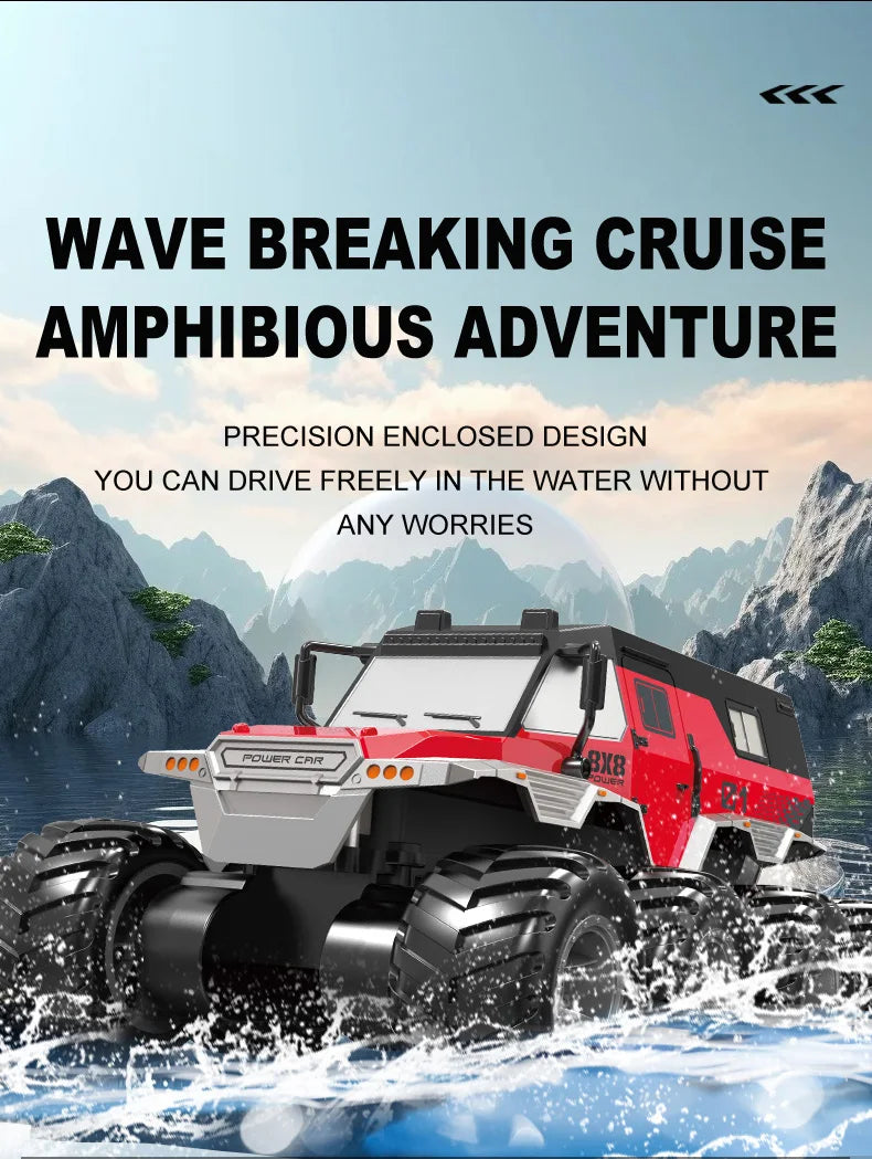 JJRC 8x8 2.4G Remote Control Car 8wd Off-road Amphibious Stunt Vehicle 8-Wheel Speed Racing Truck Waterproof Crawler Toys