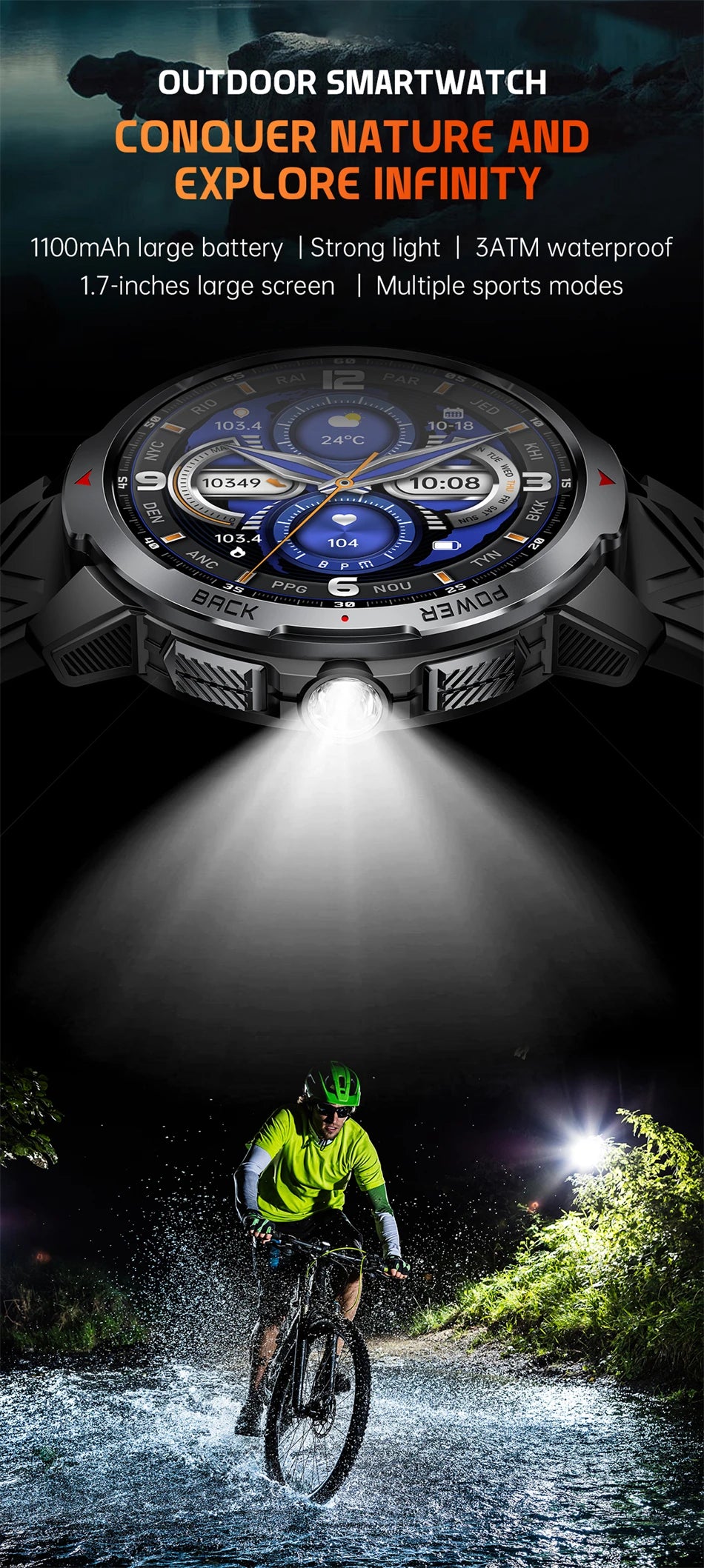 LIGE New 1100mAh Large Battery Sports Smart Watch Men Waterproof BT Call Smartwatch Men Sleep Heart Rate Monitor Compass Watches