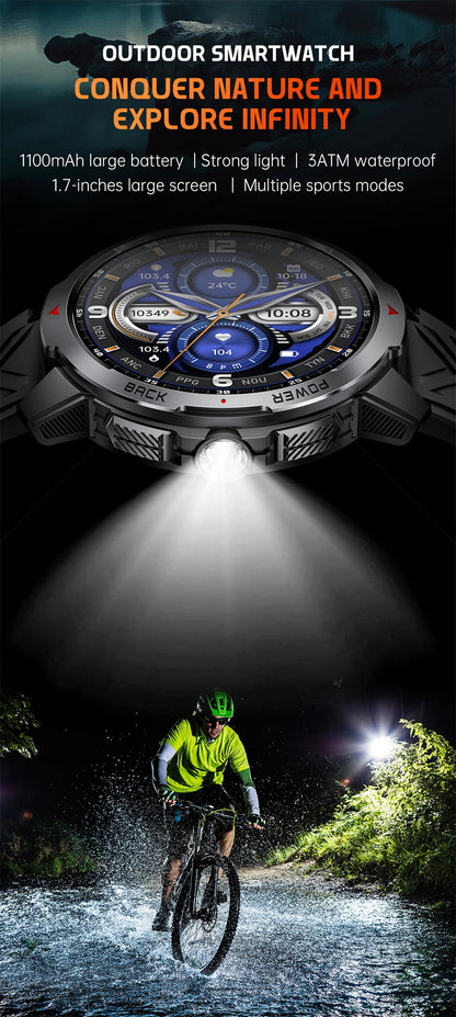 LIGE New 1100mAh Large Battery Sports Smart Watch Men Waterproof BT Call Smartwatch Men Sleep Heart Rate Monitor Compass Watches