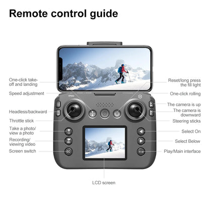 V666 Drone 4k HD Camera ESC 180° Aerial Aircraft Brushless RC Quadcopter Air Pressure Fixed Height Remote Control Airplane Gift