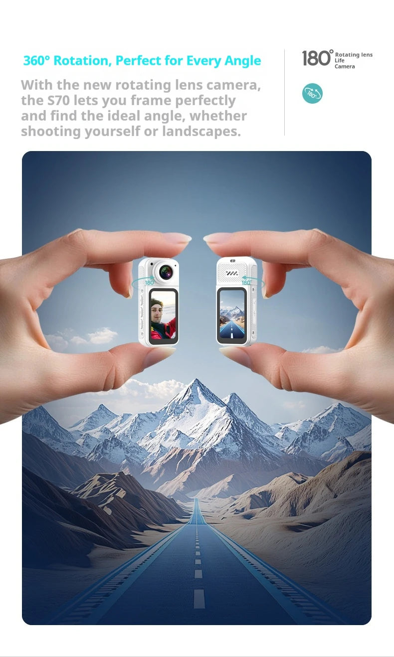 New Thumb Sport Camera New S70 Rotating Camera Portable Outdoor Magnetic Long Range Essential For Bloggers Gift Memory Cycling