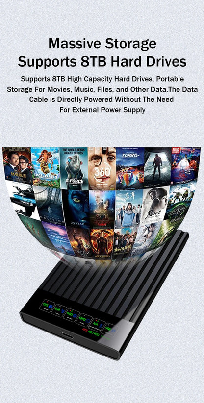 Portable  SATA To Type-C Hard Drive Chassis Intelligent Digital Display Adapter 2.5 Inch 6Gbps External HDD Case for PC Laptop
